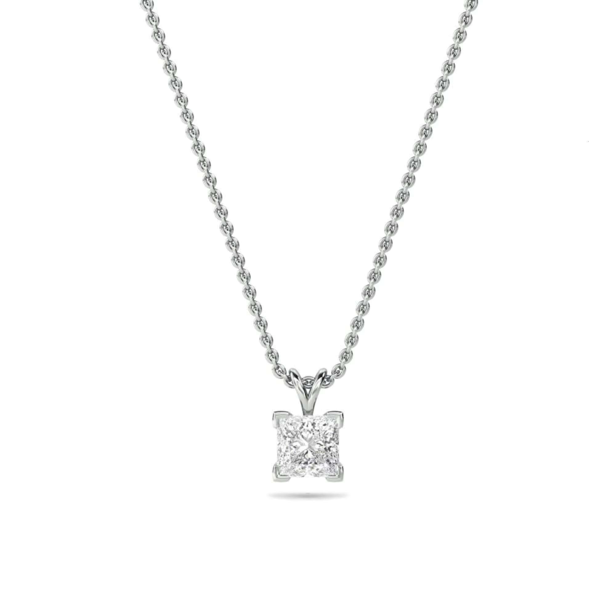 Princess Cutting Laboratory Growth Channel Inlaid Pendant Necklace Classic Style Discount