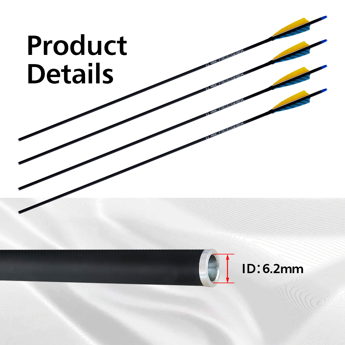 Archery Targeting Arrows Turkey Feathers without arrowheads 31inch Carbon Hunting Arrows 6.2mm Training Arrows for Recurve Bow & Compound Bow Spine250