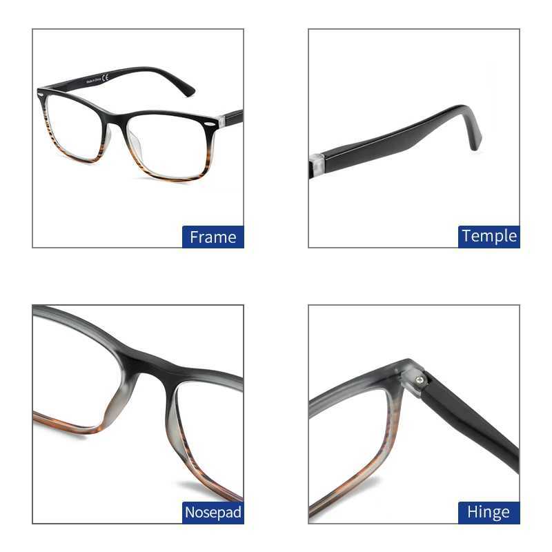 BLUEMOKY Vintage Men Prescription Eyewear Square Anti Blue Light Myopia Optical Glasses Progressive Eye Glasses W250513