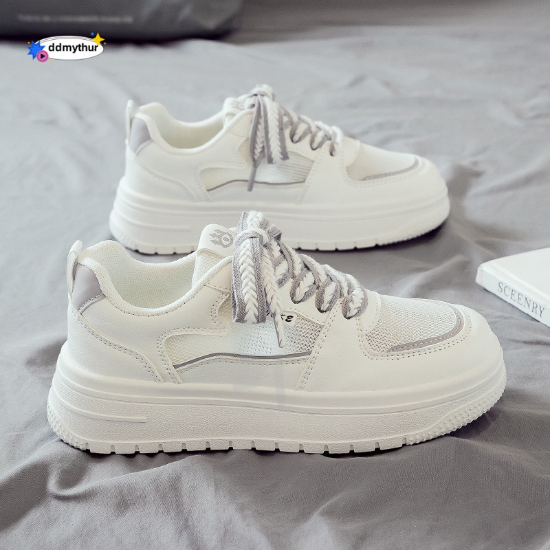 2025 Spring and Summer Mesh Breathable White Women's New Student Versatile Sports Board Shoes ddmythur