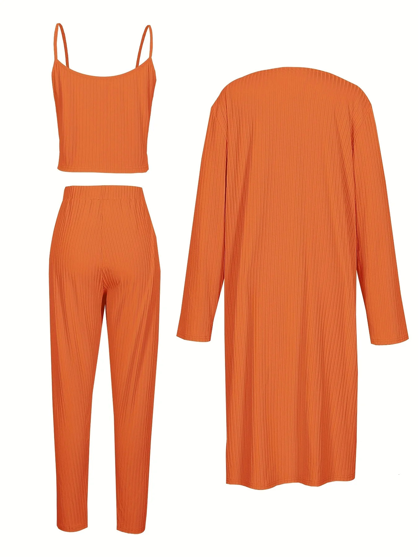 Large orange patch casual print Uneck long sleeved twopiece set suitable for women 250427