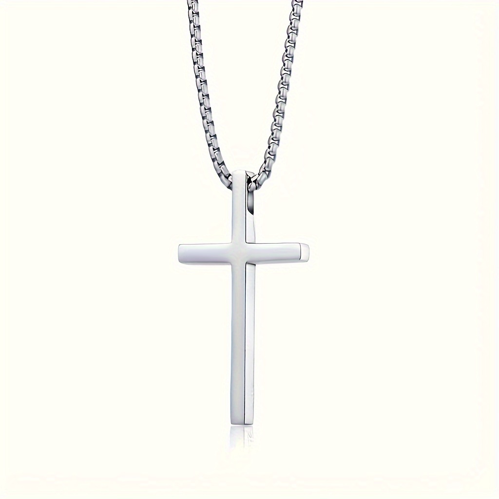 Modern Unisex Cross Design TiSteel Necklace for Everyday Wear - Corrosion-Free