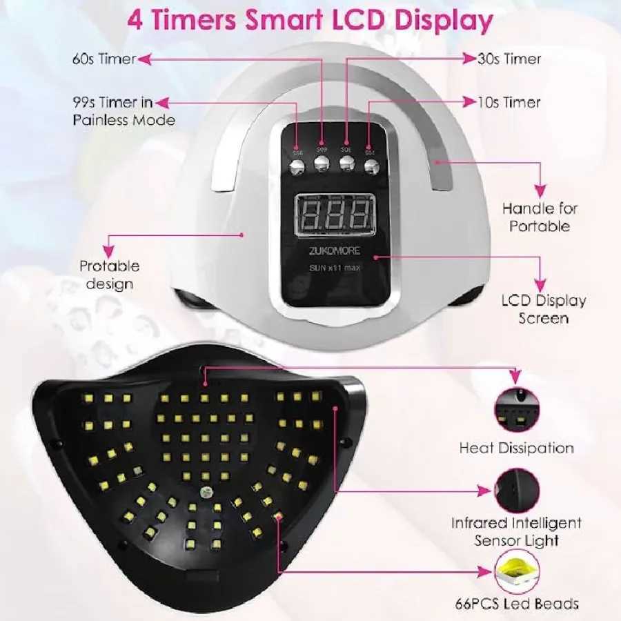 SUN X MAX UV LED Nail Lamp for Manicure 280W Gel Polish Drying Machine with Large LCD Touch Professional Smart Nail Dryer W250513
