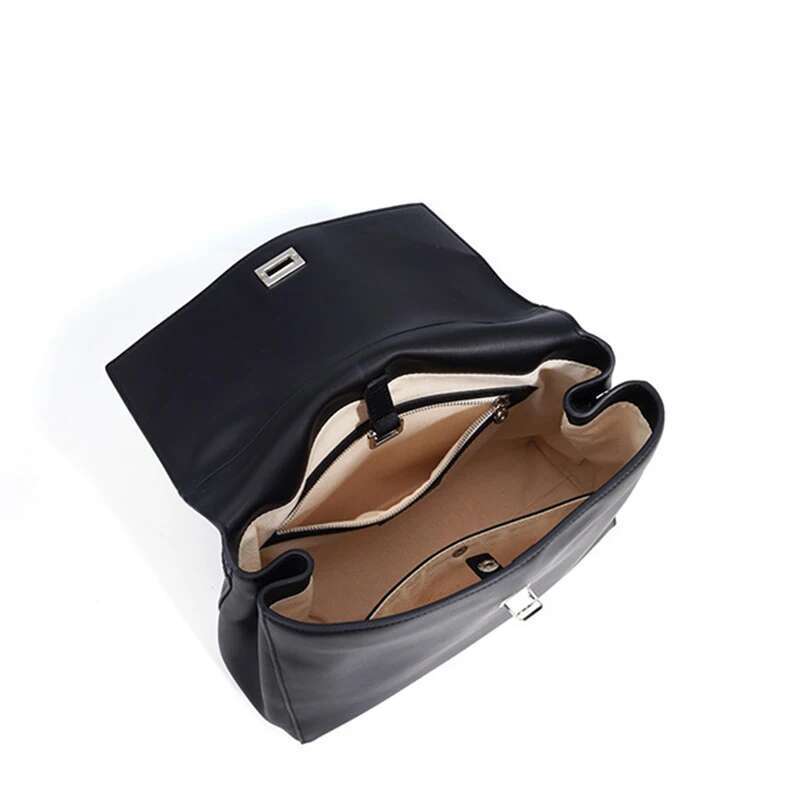 New Women's Backpack Sier Lock Cowhide Handbag Soft Fashion Niche Design Brand Tote Classic High-End Shoulder Bag
