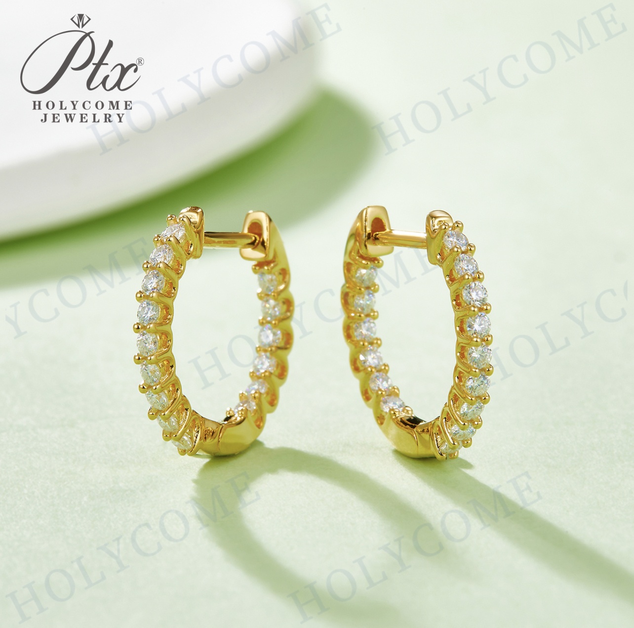 Stylish D Color Moissanite Small Hoop Earrings 925 Sterling Silver Three Colors Sparkling Ear Buckles For Women Wedding Fine Jewelry Wholesale