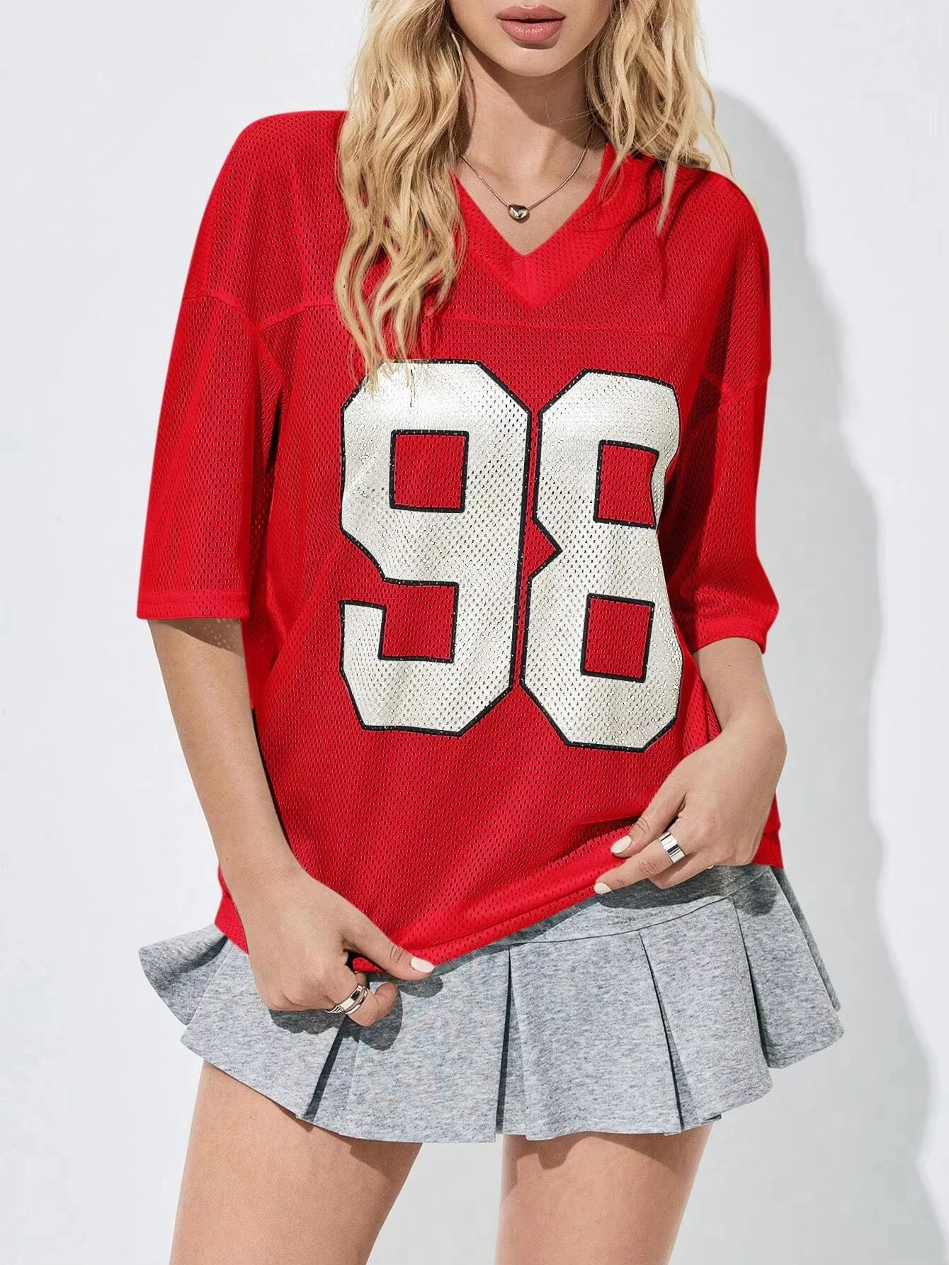 Summer Womens Street Trend Jersey Digital Print Loose Breathable Quick Drying VNeck Sports Style Fashion TShirt Top 250513