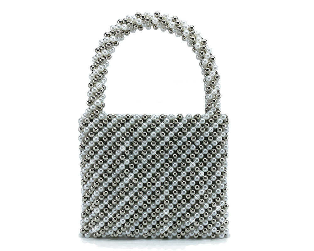 Pearl bead dinner gown diagonal cross single room bag