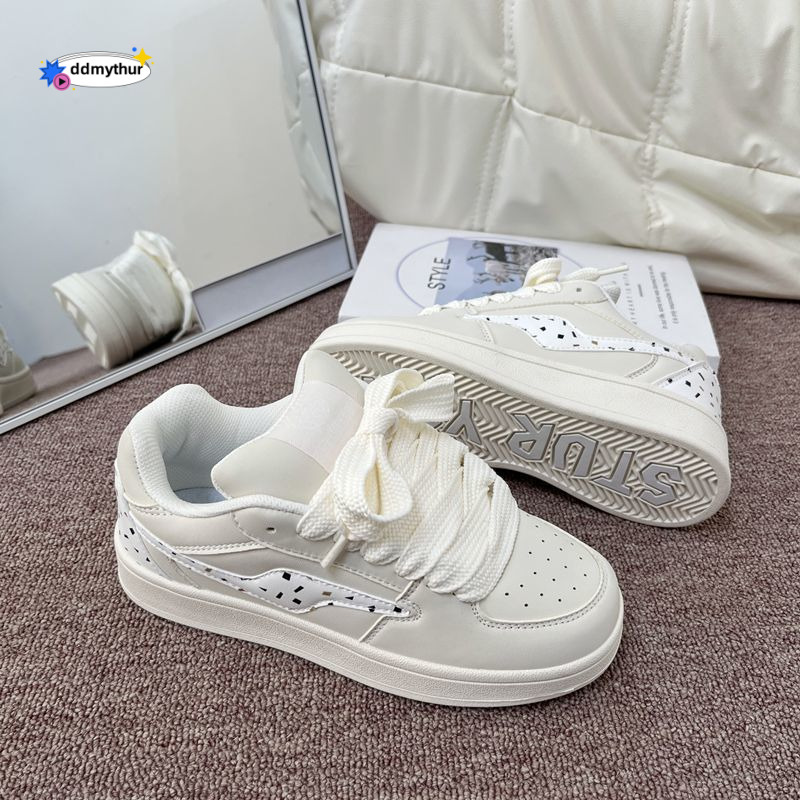 Dopamine niche thick soled bread women's ins Korean version versatile student casual white shoes 2025 spring new item ddmythur