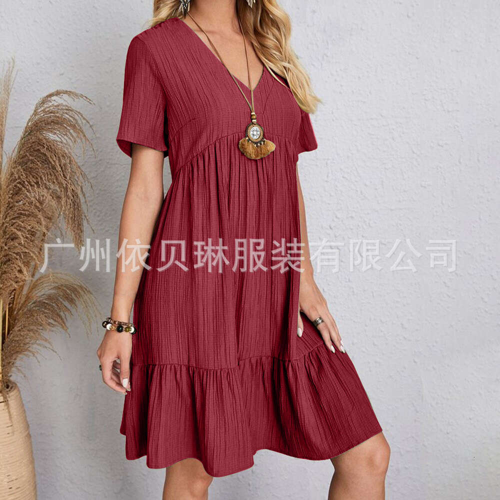Women Clothes Dress Summer Women S Loose Relaxed Short Sleeve Tunic Flowing Dress KQ