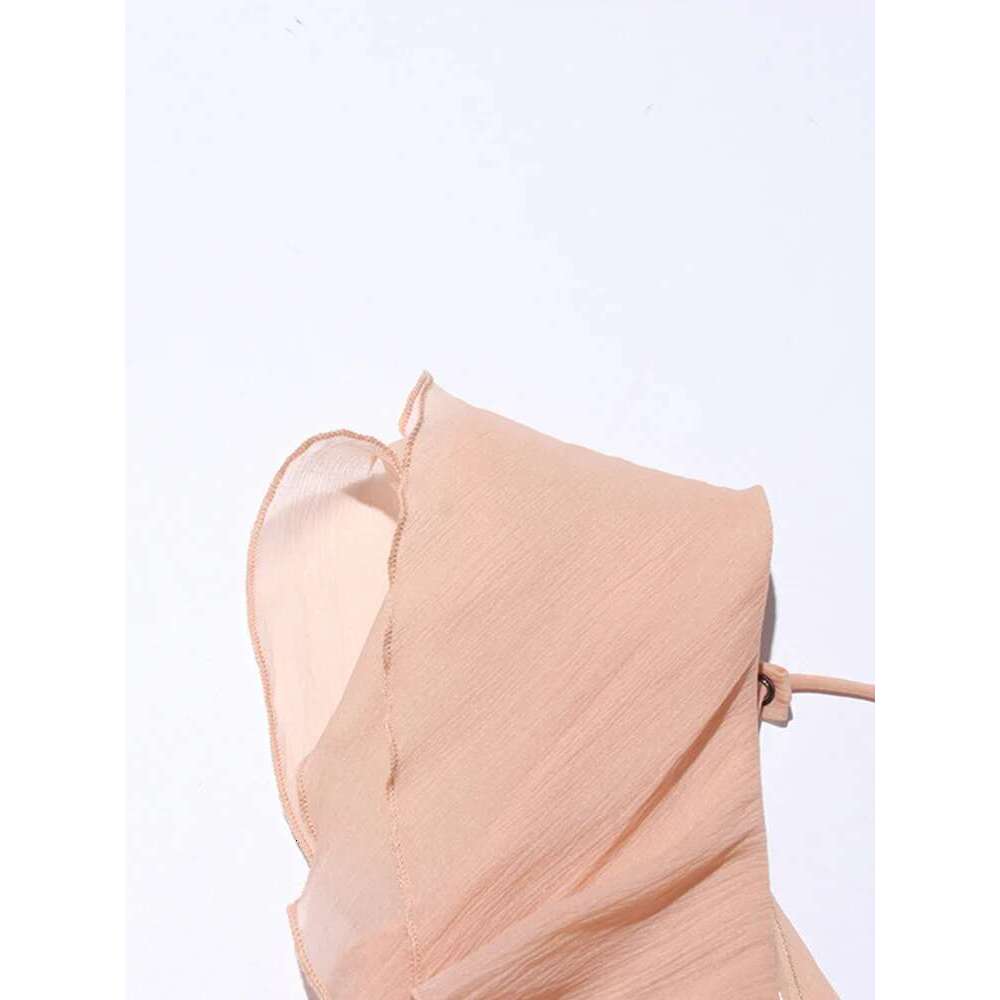TWOTWINSTYLE Elegant Spliced Ruffles Mini Dress For Women Slash Neck Off The Shoulder Sleeve High Waist Chic Dresses Female New