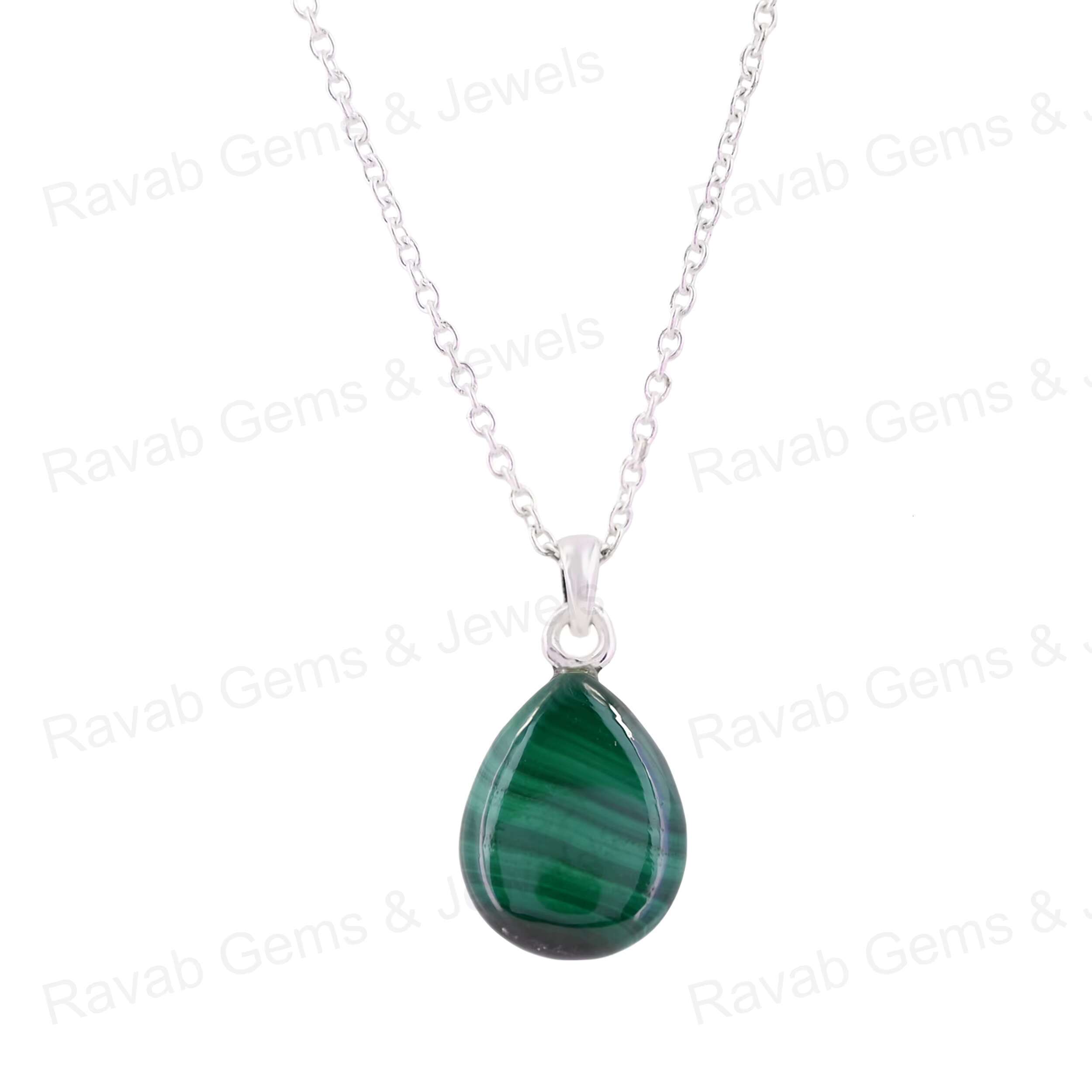 Hot selling sier pendant necklace, handmade for women, 12x16mm, tears, natural pea stone, healing crystal, embedded frame, exquisite jewelry