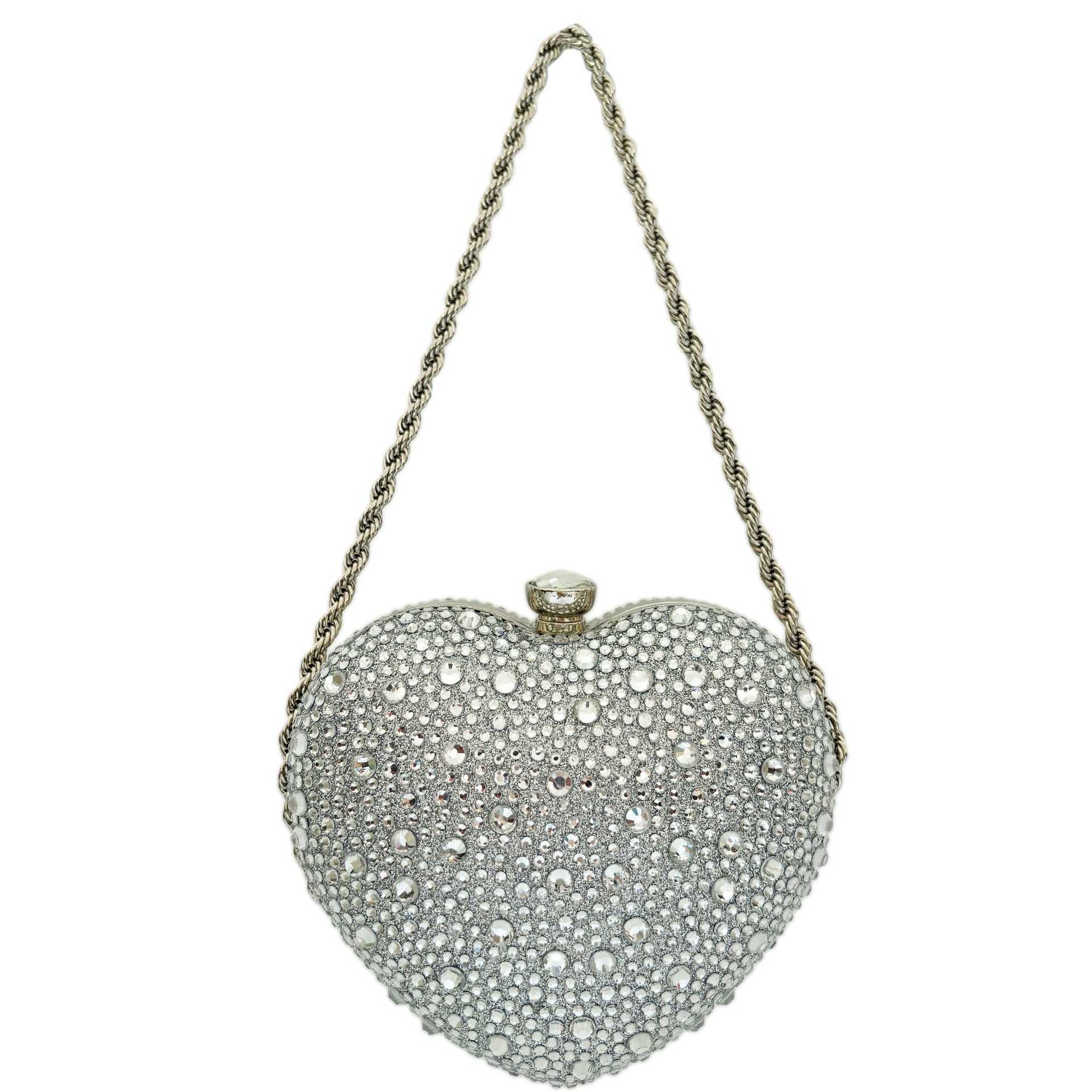 Banquet bag fashionable full diamond hand-held shoulder bag crossbody bag personalized hand-held bag wedding bag style love