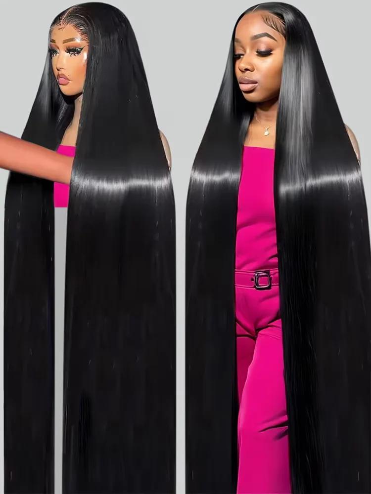 38 40 Inch 220 Density Frontal Wig For Black Women Brazilian Wigs Human Hair Bone Straight HD Transparent Lace Front Wigs Synthetic Front wigs