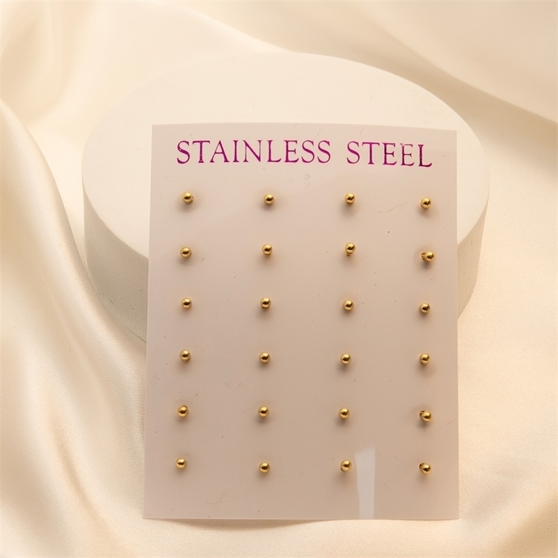 12 Pairs/Set Unisex Minimalist Stainless Steel Tiny Round Ball Glossy Stud Earring Cartilage Stud Ear Jewelry For Daily Wearing 250512