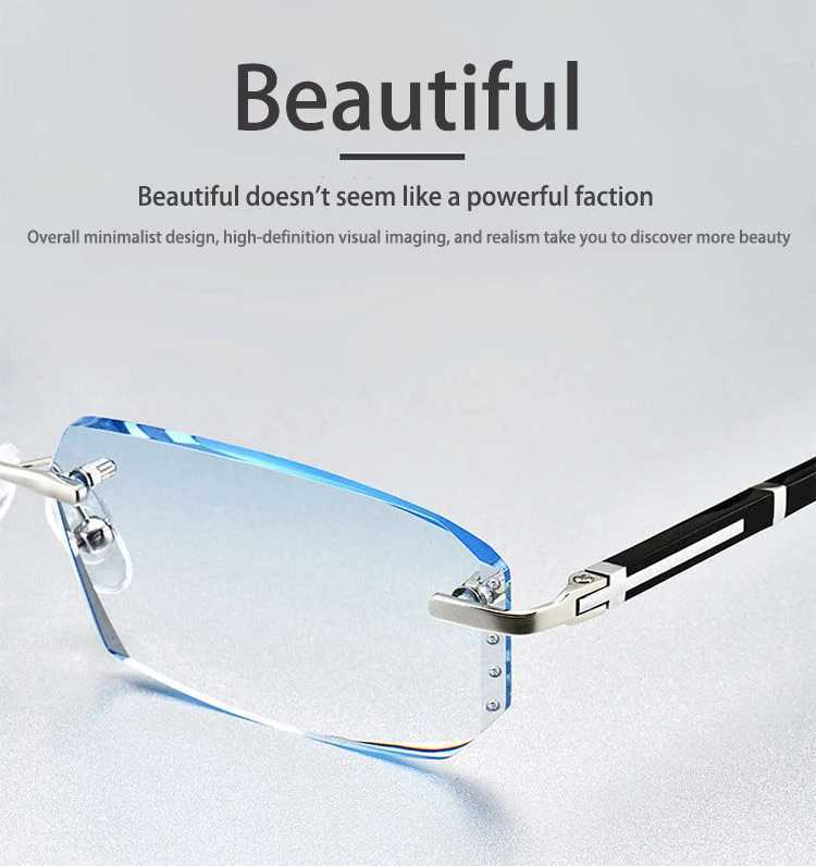 Shatar Frameless Diamond Cut Edge Reading Glasses For Men And Women Ultra LIGHT High-Definition Anti Blue Light Presbyopia W250513