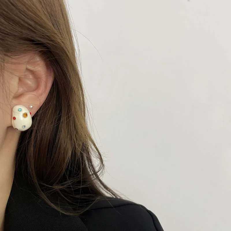 Fashion Colorful Zircon Water Droplet Earrings For Women Exquisite White Oil Dripping Irregular Earrings Jewelry Brincos Gift Y250510