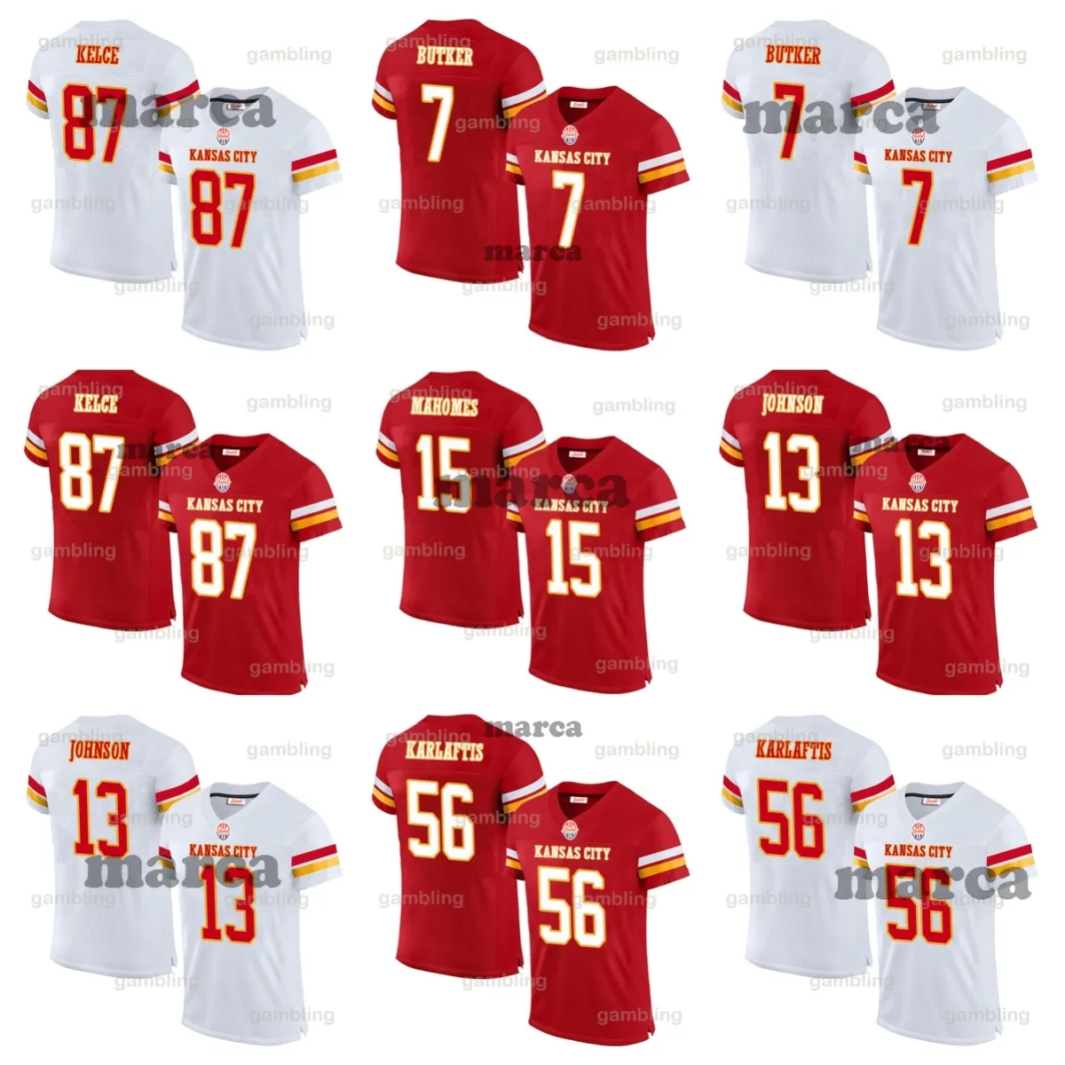 Mens/Youth Custom Football Stitched Jerseys Patrick 10 Mehomes Travis 87 Kalce 52 Creed 25 Clyde Isiah 10 Parcheco Rashee 4Rice For Fans Custom Football Jersey