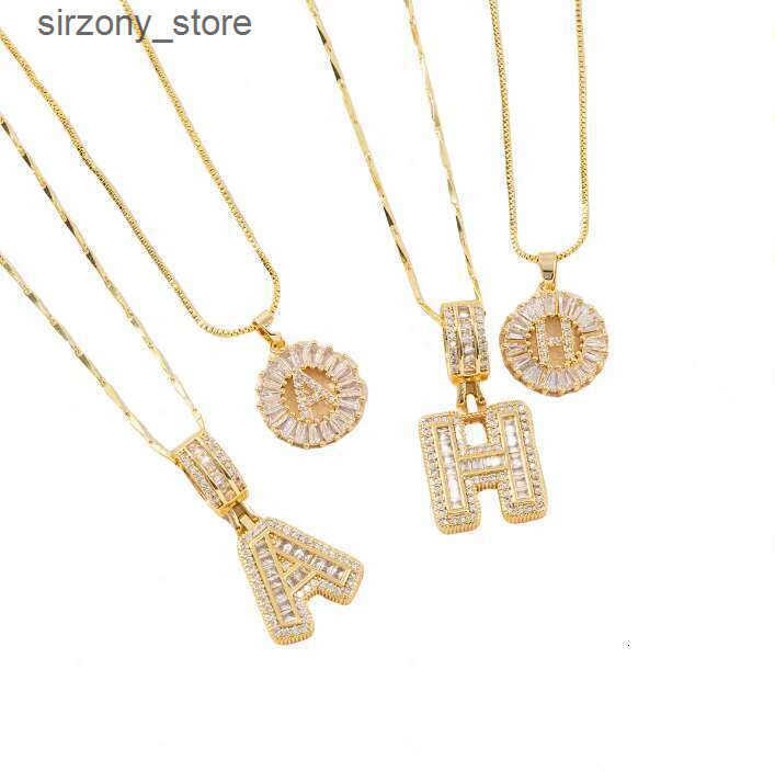 DHCollections Cross-Border Popular 26 Letter Necklace for Women Full Dia Rock Candy Copper Inlaid Fashion Pendant Necklaces z250513KOGX