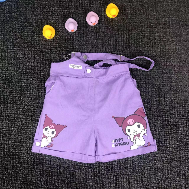 DISNEY Frozen Elsa princess baby designer clothes Summer two-piece set for girls with a striped vest and a one-shoulder strap short cartoon pattern of