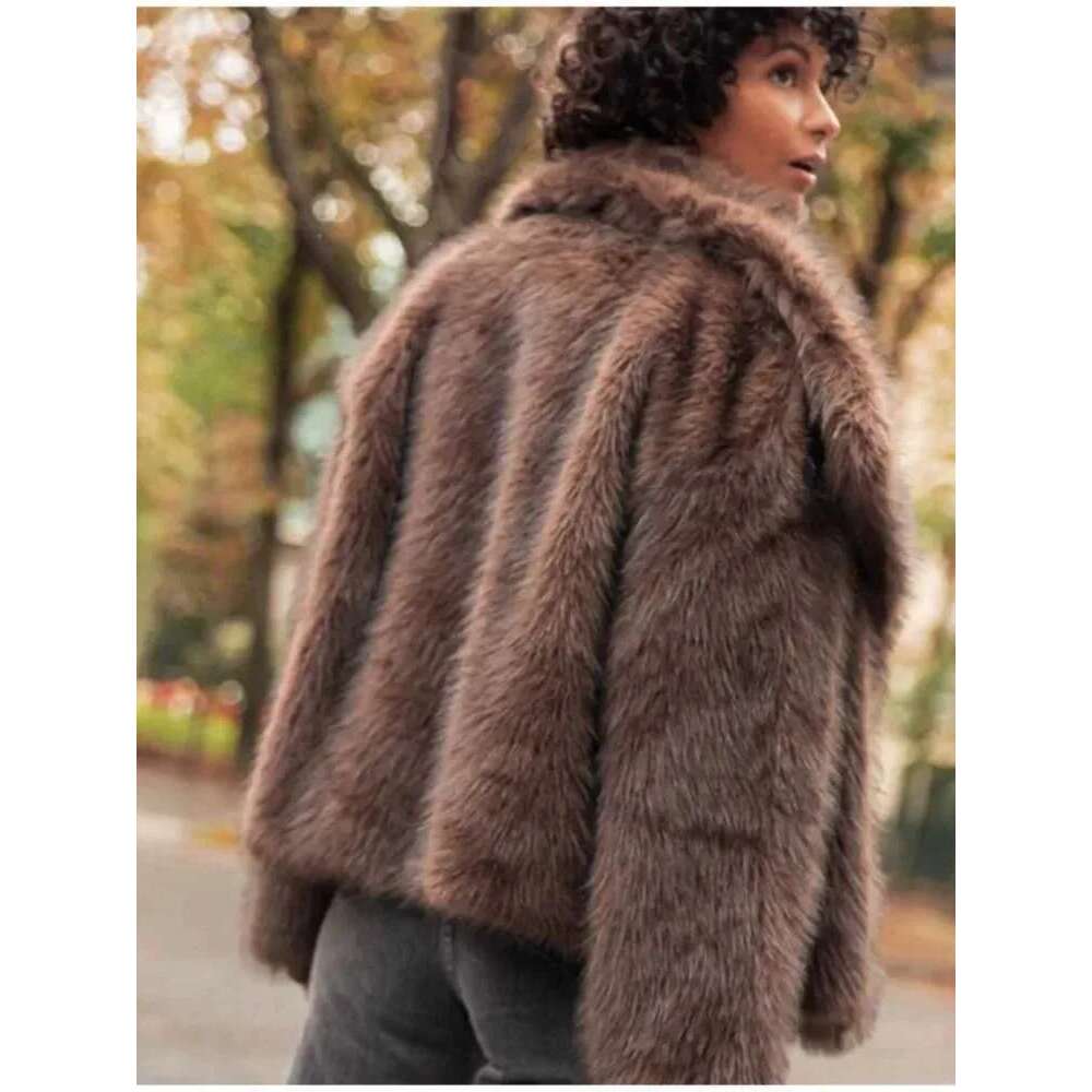 Fluffy Faux Fur Thicken Overcoat Women Winter Clothing 2025 Long Sleeve Casual Warm Coat Female Fashion Streetwear Outerwears Designer