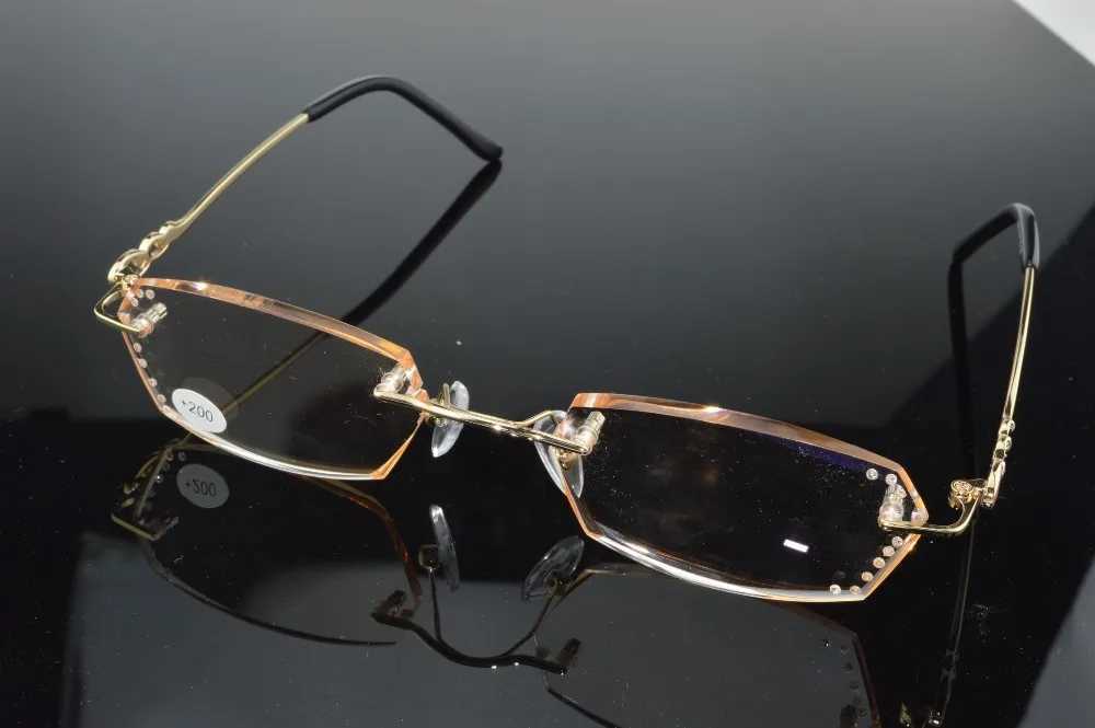 = CLARA VIDA = Fashion Ladies Luxury Diamond Cutting Edges Ultra Light Rimless Reading Glasses With Case +1 +1.5 +2 +2.5 +3 W250513