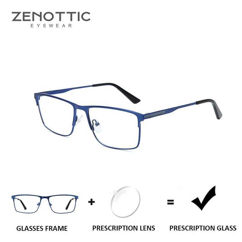 ZENOTTIC Alloy Square Progressive Prescription Glasses for Men Anti Blue Light/Photochromic Optical Eyeglasses W250513