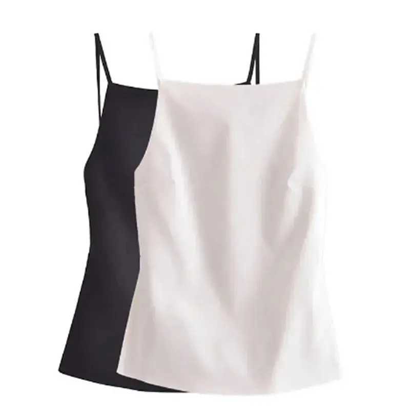 Women Fashion Solid Lace Up Backless Camisole Vintage Thin Straps Square Collar Female Chic Lady Tops M250513