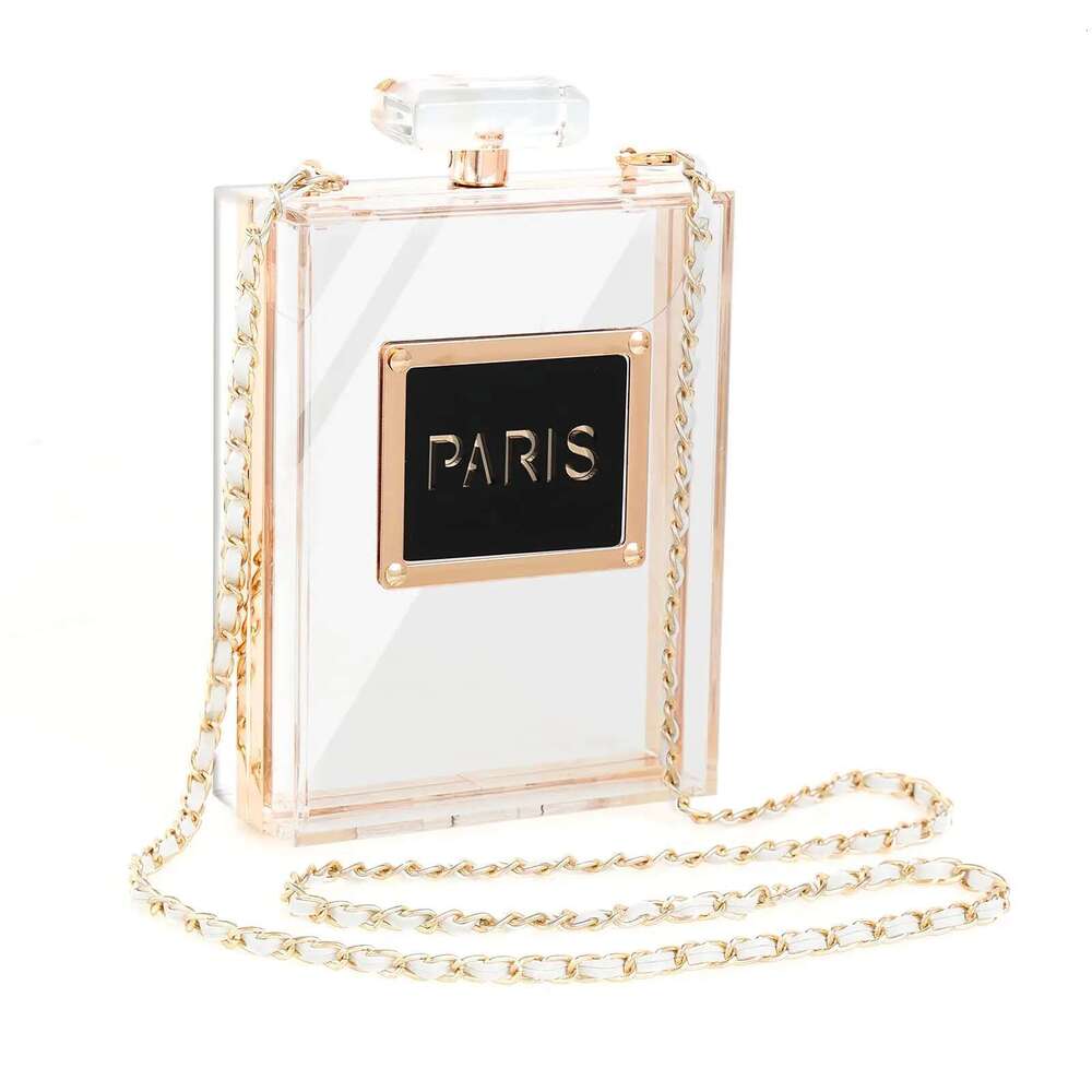 Evening Women's Acrylic Paris Perfume Shaped Black Bag Purses Clutch Vintage Banquet Handbag Shoulder Crossbody Bags