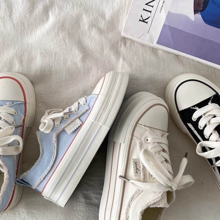 Thick Soled Height Increasing Shoes For Women In The Casual Shoes Summer Of Korean Version Versatile Campus Style Student Casual Board Shoes Trendy Dd