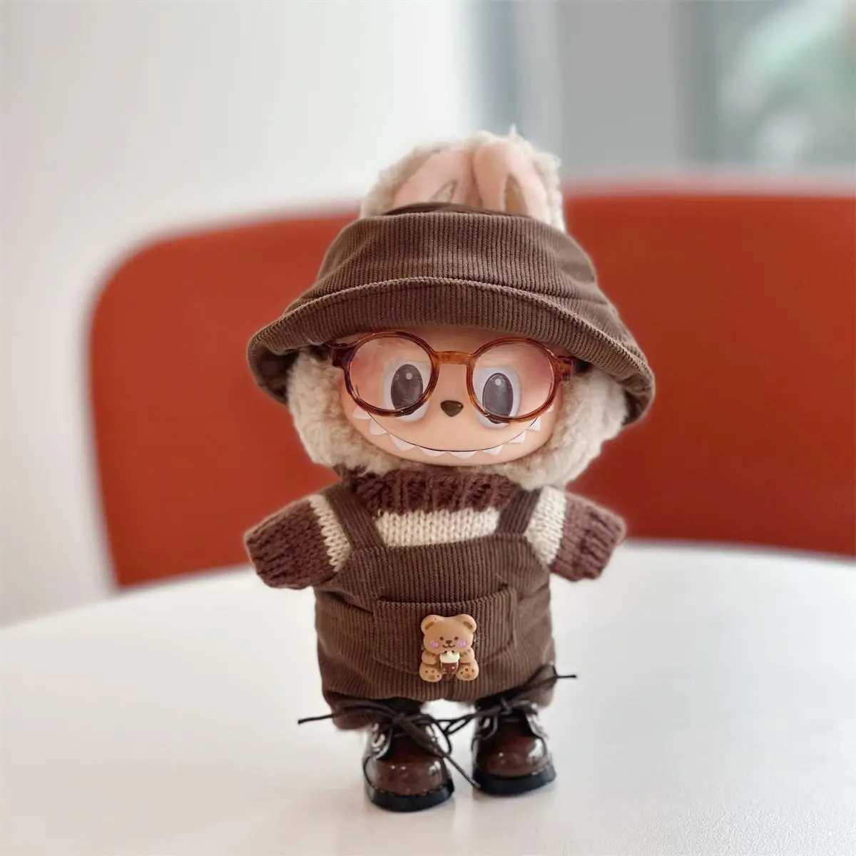17cm doll clothes Labubu doll clothes casual versatile sweater fisherman hat overalls changing clothesT250513