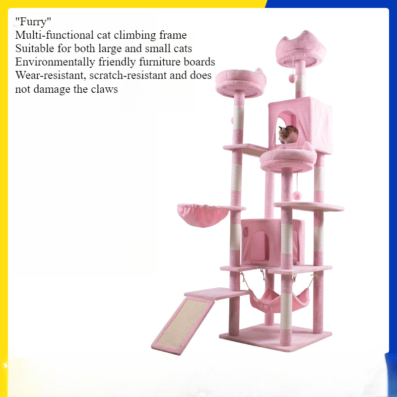 Folding board cat climbing frame, comfortable cat bed with large space, scratch-resistant and wear-resistant, fully functional and high-quality plush