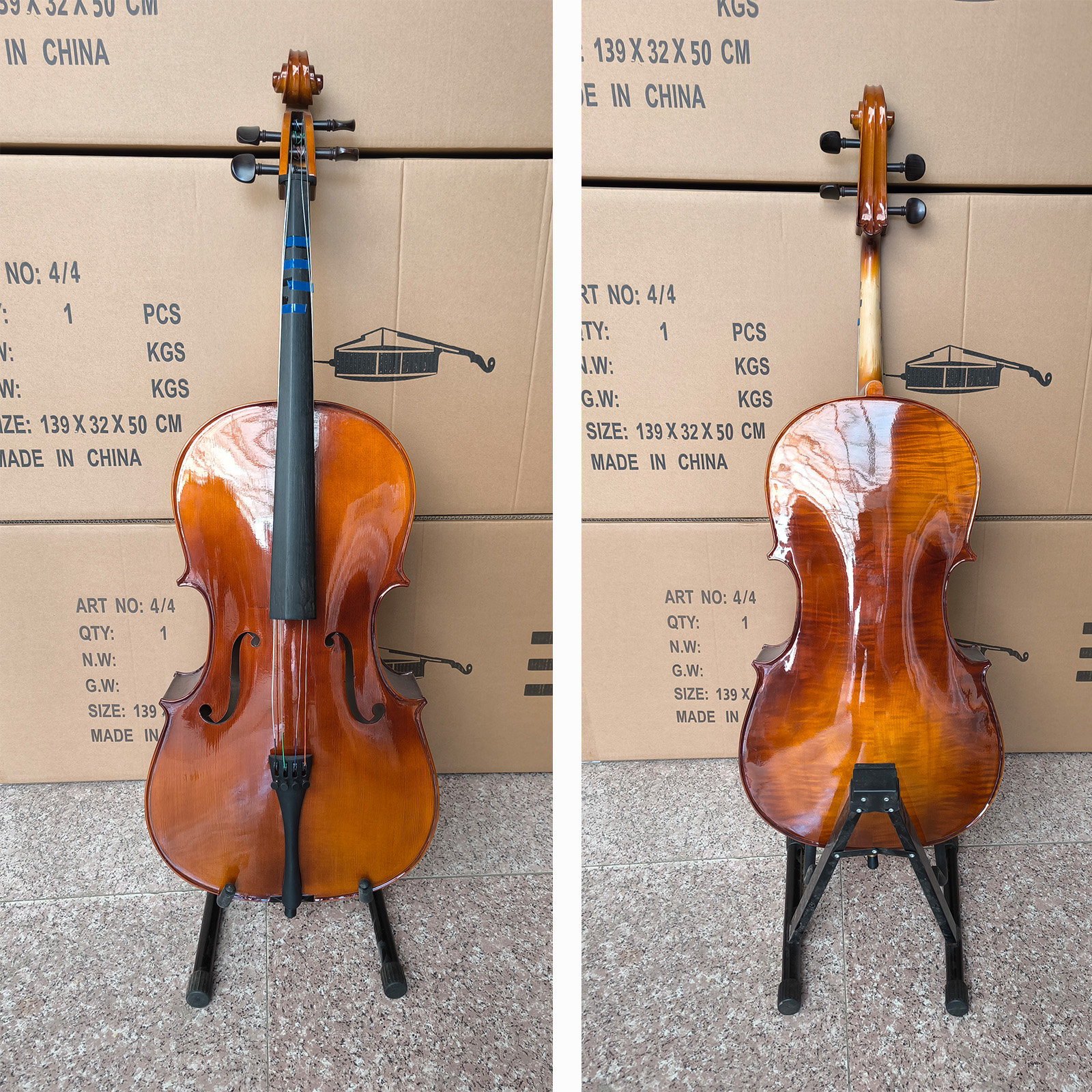 Solid Wood Handmade Cello - Exquisite Craftsmanship with Natural Textures