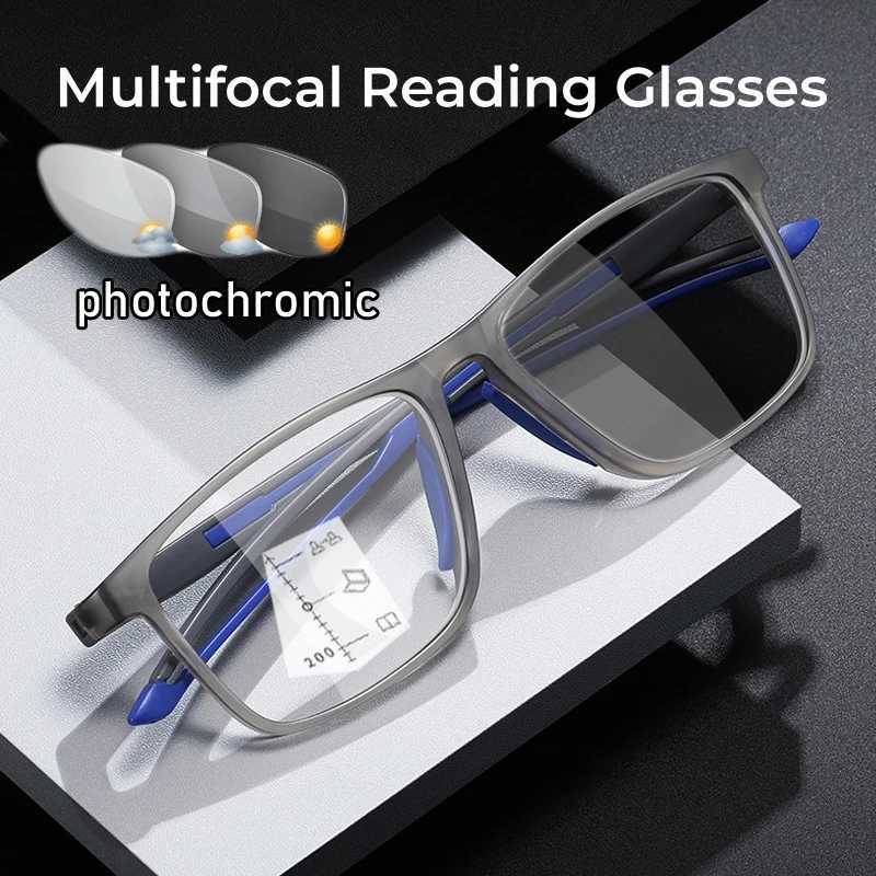 TR90 Sports Smart Photochromic Reading Glasses for Women Men Finished Progressive Multifocal Presbyopia Eyeglasses with Diopter W250513