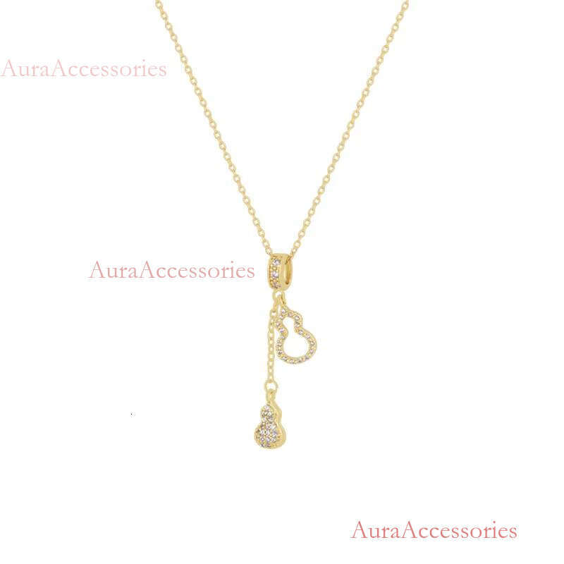 Fashion Stainless Chain Pendant Full Dia Zircon Titanium Steel Jewelry Gourd Necklace