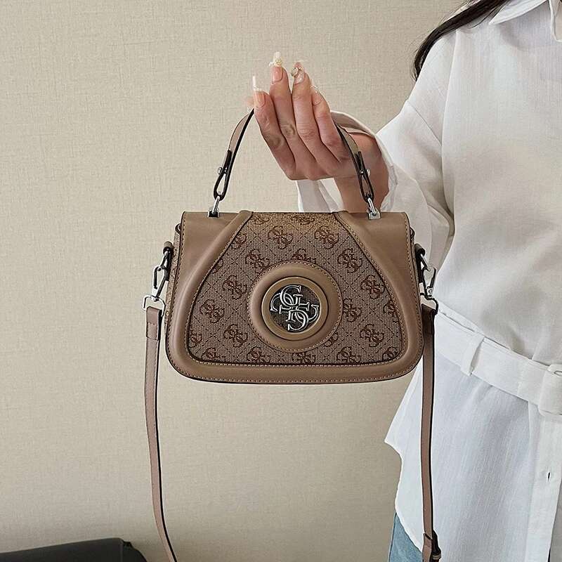 Stylish Vintage Letter Crossbody Bag Elegant Leather Tote Minimalist Designer Handbag For Casual Commuter Women Purse