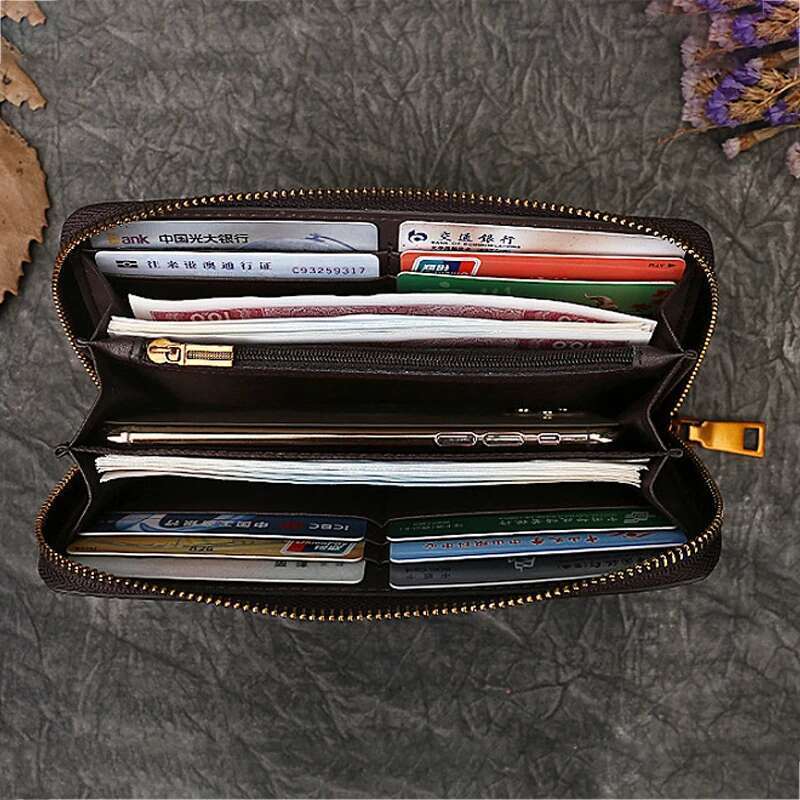 Designer Bag 2025 Genuine Leather Long Wallet For Women Purse Id/Credit Card Cash Holder Cat Pattern Retro Female Cowhide Money Purses Bag Luxury Bag