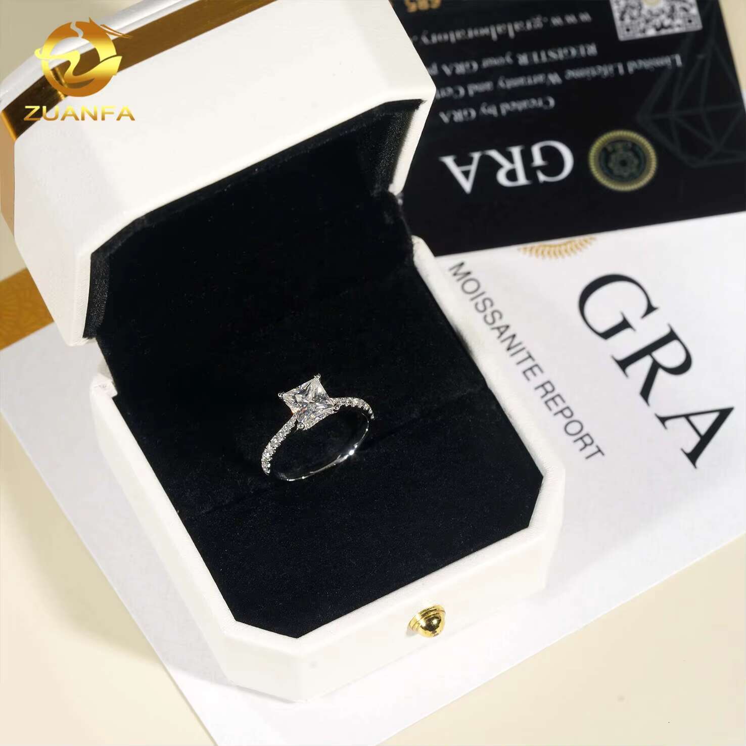 Ready to Ship 1.2ct Princess Cut 14k White Gold VVS Moissanite Diamond Engagement Rings for Gift