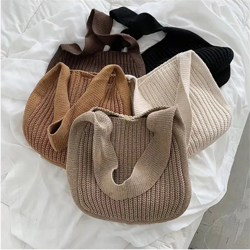 Solid Color Knitted Bag Fashion Versatile Underarm Shoulder For Women WhiteCollar WorkBusinessOutdoors Tr 250514