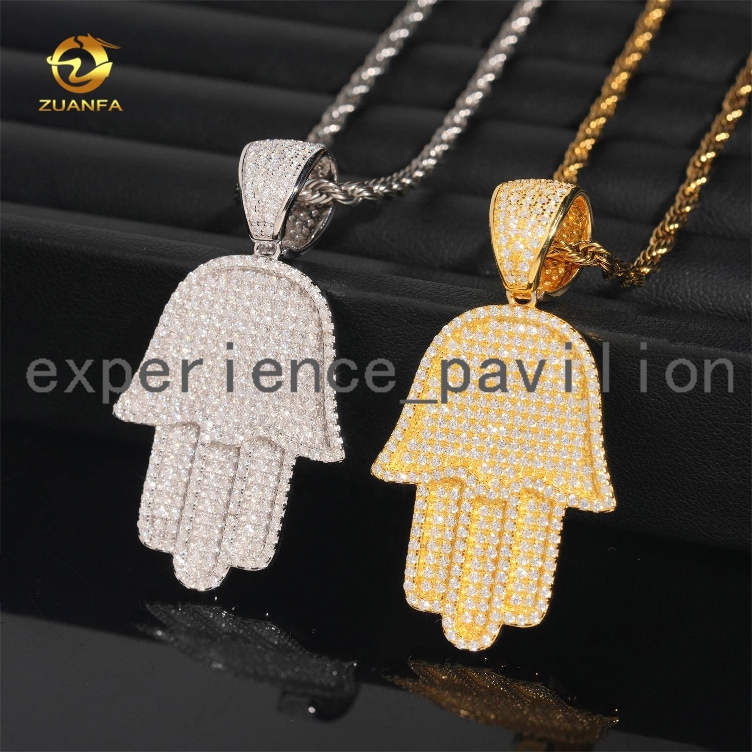 Wholesale Price Hip Hop Jewelry Charm Pendants 925 Silver Hamsa Hand Iced Out Moissanite Pendant for Men