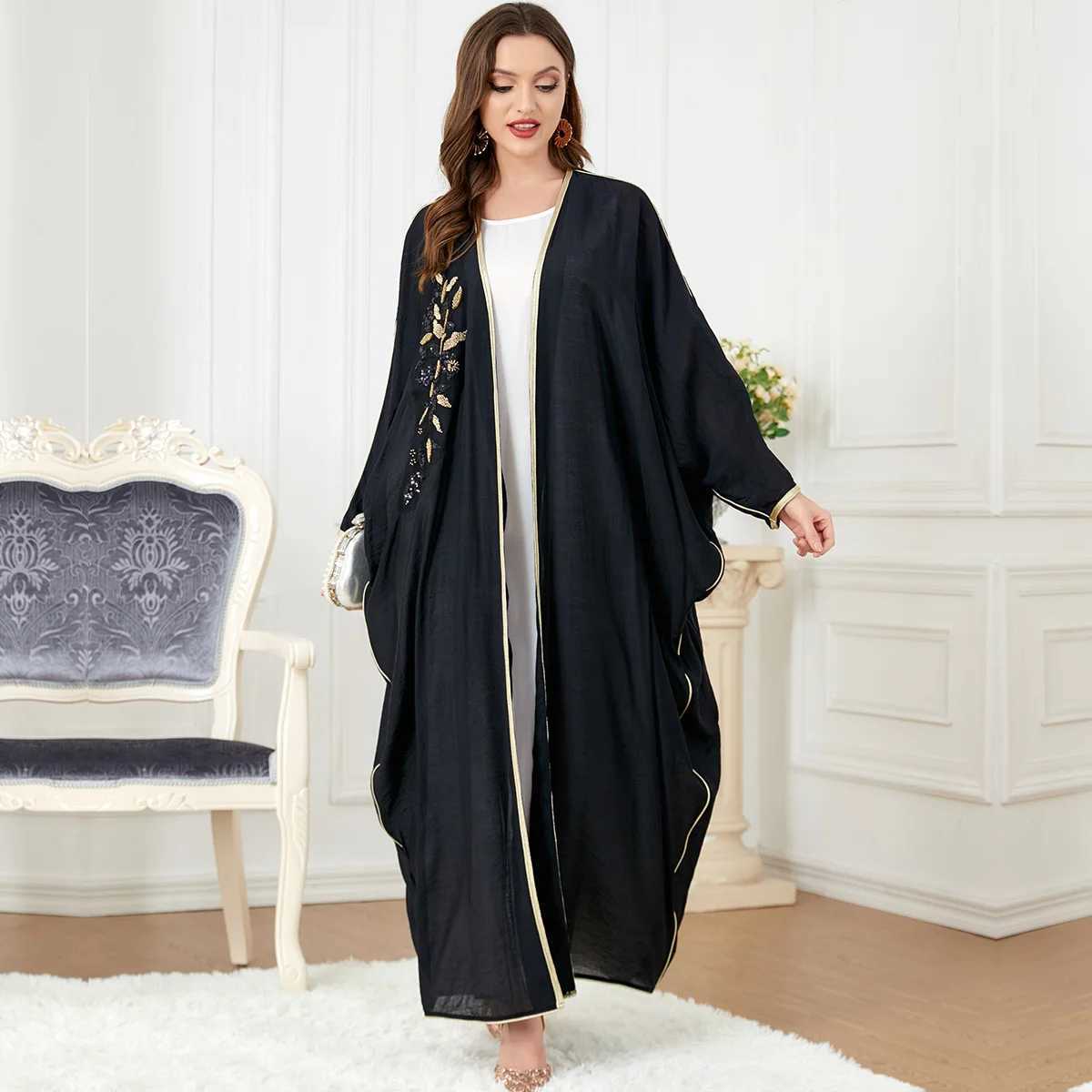 Muslim Abaya Dresses Dubai Black Cardigan on The Outside Robes Casual Loose Abayas for Women Moroccan Caftan Dresses for Women X250514