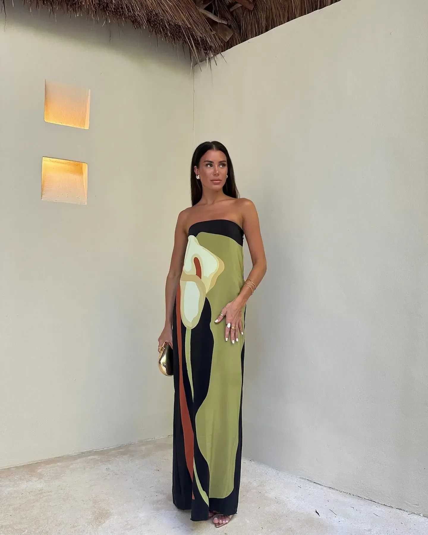 2025 Summer Women Long Dress Tube Tops Sleeveless Elegant Sexy Dresses Female Fashion Party Holiday Beach Clothes Lady DressesXJ250514