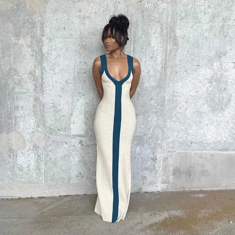 2025 Y2K INS Clothes Elegant Strap Sleeveless High Waist Slit Bodycon Evening Dress Sexy V Neck Corset Party Dress for WomenXJ250514