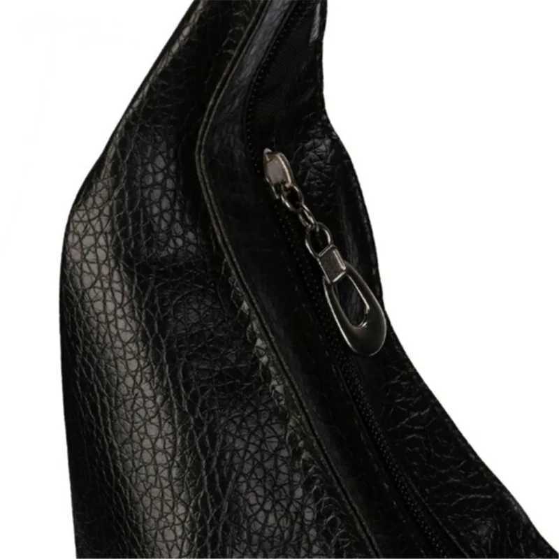 PU Leather Soft Handbag Large Capacity Wen Messenger Bag Black Ladies Shoder Bags For Wen Solid Color Zipper Bags Z250514
