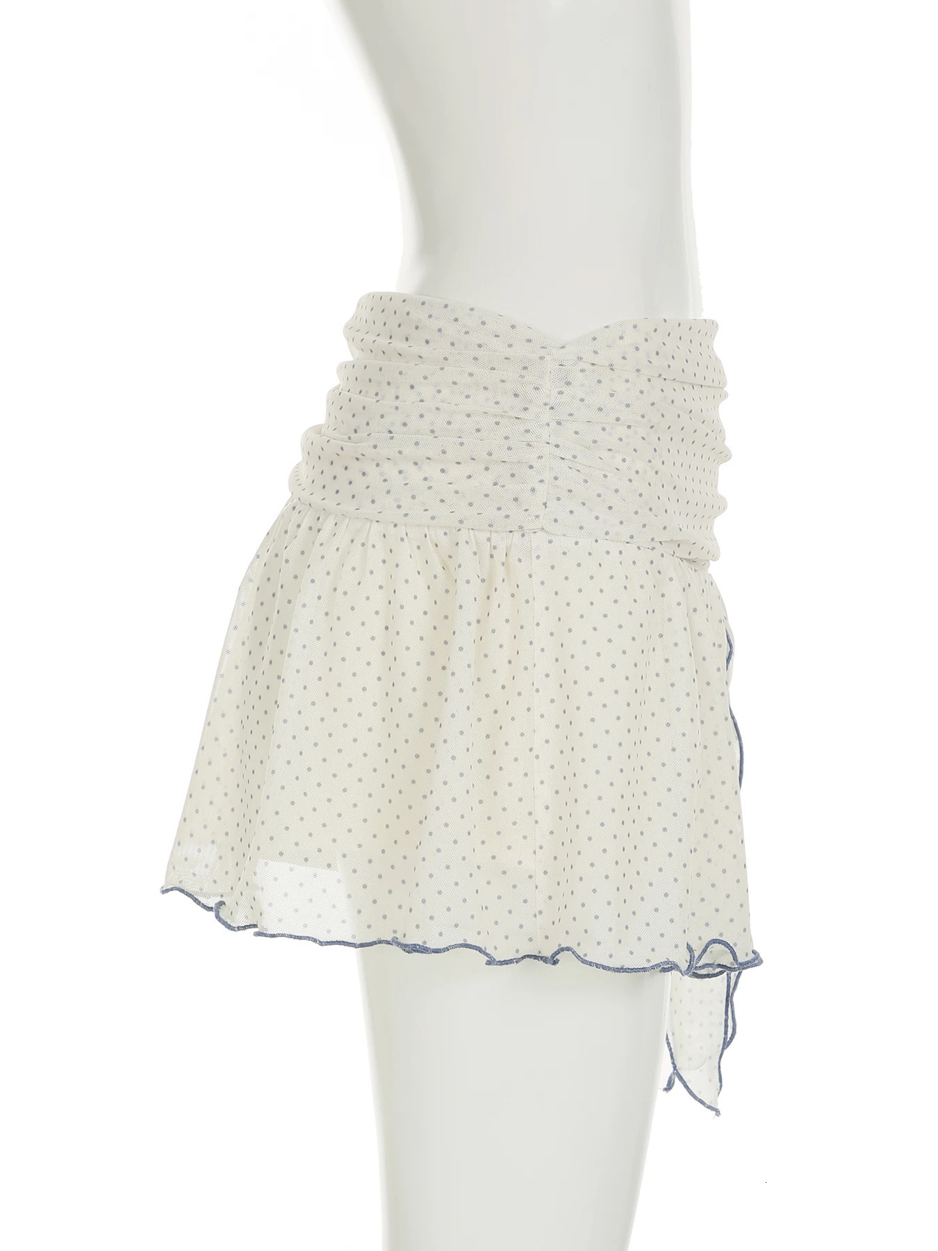 IAMSURE Holiday Bandage Dot Printed ALine Skirts With Shorts See Through Slim MidWaisted Mini Women Summer Fashion 250514