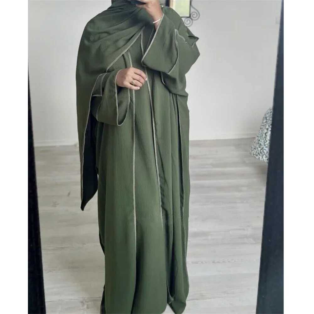 3 Piece Abayas Matching Muslim Sets Hijab Dress Crepe Open Kimono for Women Dubai Turkey Inner Dresses Islamic Clothing Ramadan X250514