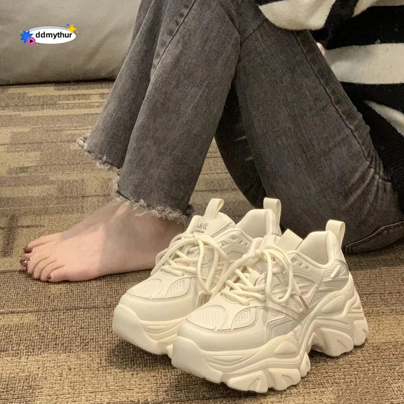 Dad's women, height increasing 2025 spring new item, versatile, small and tall, thick soled, explosive street sports shoes for women ddmythur