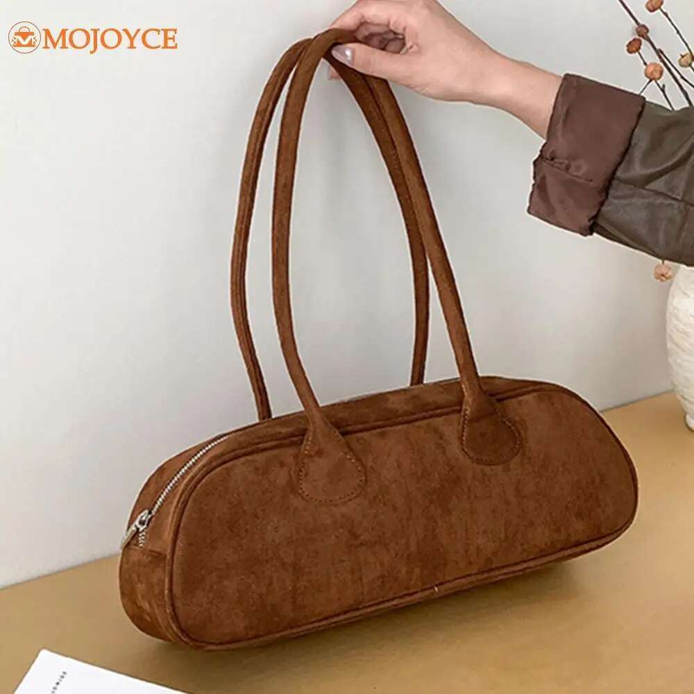 Suede Boston For Women's Korean Bowling Tote Bag Large Capacity Casual Handbag Solid Color Versatile Shoulder Underarm Bags