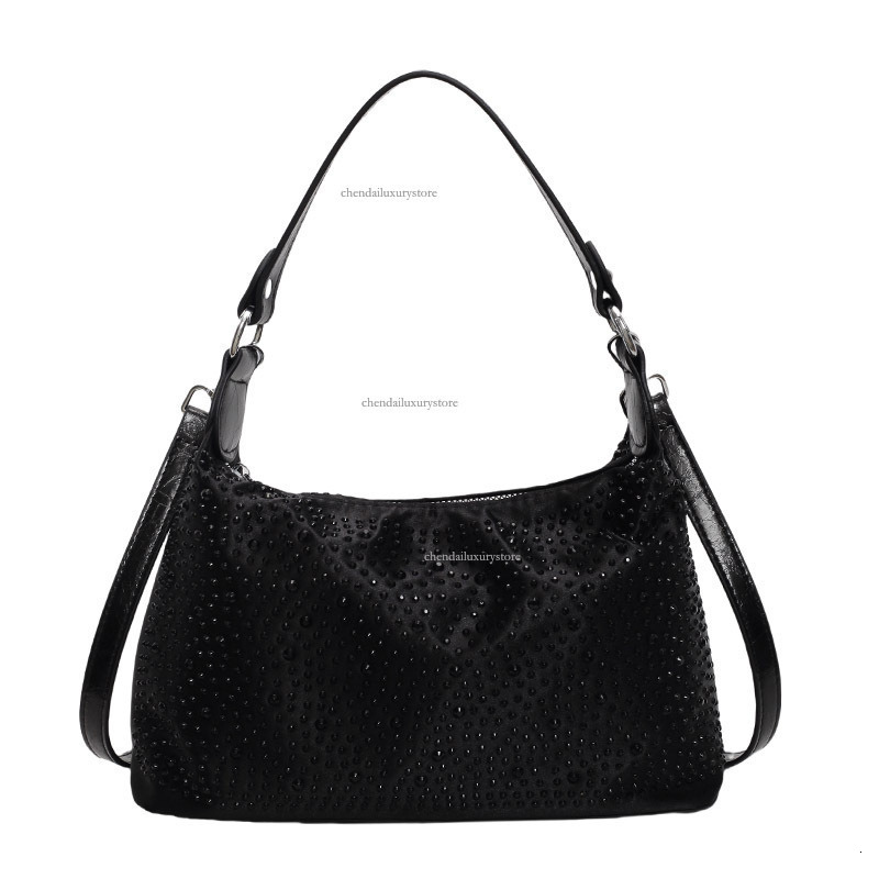 Free Freight Designer Bag Women's Shoulder Bag Internet Fashion Shiny Rhinestone Shoulder Underarm Bag New College Student Messenger Bag Mobile P
