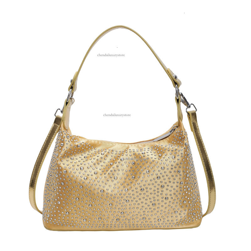 Free Freight Designer Bag Women's Shoulder Bag Internet Fashion Shiny Rhinestone Shoulder Underarm Bag New College Student Messenger Bag Mobile P