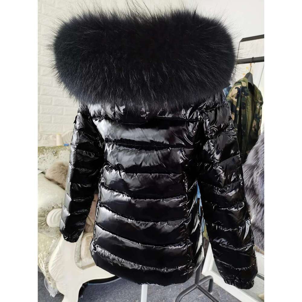 Maomaokong Winter Jacket Women Parkas Duck Down Lining Coat Real Raccoon Fur Collar Warm Black Streetwear